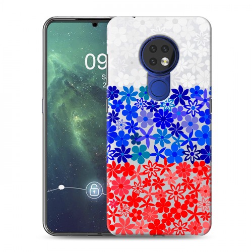 Полупрозрачный дизайнерский пластиковый чехол для Nokia 6.2 Российский флаг
