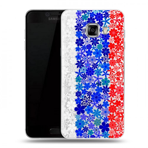 Полупрозрачный дизайнерский пластиковый чехол для Samsung Galaxy C5 Российский флаг