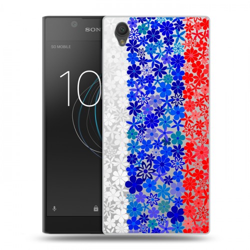 Полупрозрачный дизайнерский пластиковый чехол для Sony Xperia L1 Российский флаг