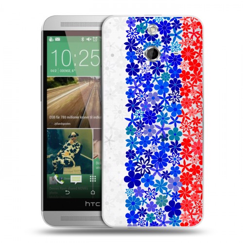 Полупрозрачный дизайнерский пластиковый чехол для HTC One E8 Российский флаг
