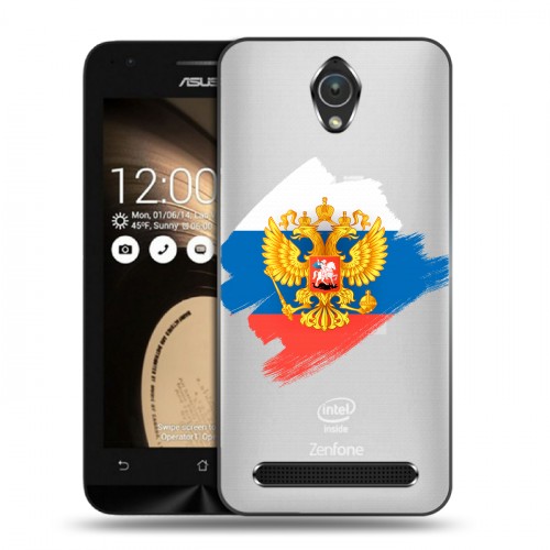 Полупрозрачный дизайнерский пластиковый чехол для ASUS Zenfone Go Российский флаг