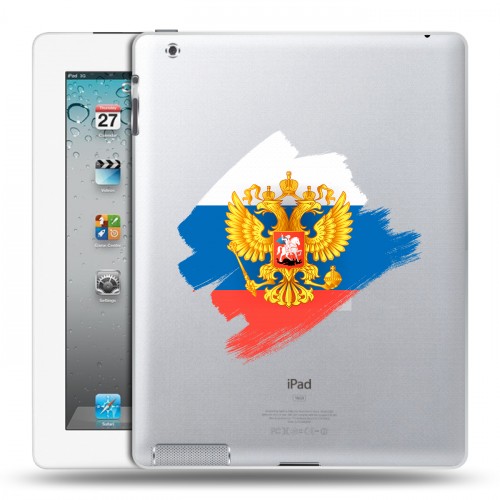 Полупрозрачный дизайнерский пластиковый чехол для Ipad 2/3/4 Российский флаг