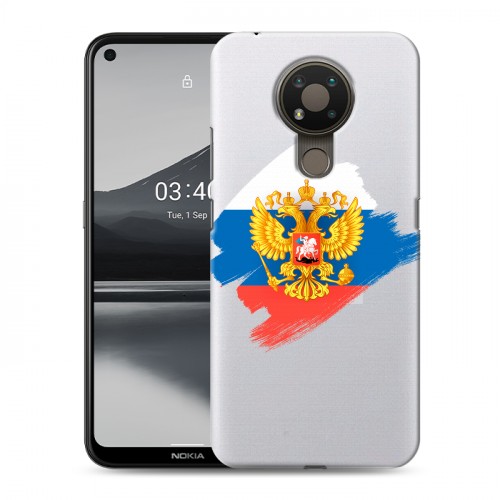 Полупрозрачный дизайнерский силиконовый чехол для Nokia 3.4 Российский флаг