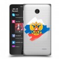 Полупрозрачный дизайнерский пластиковый чехол для Nokia X Российский флаг