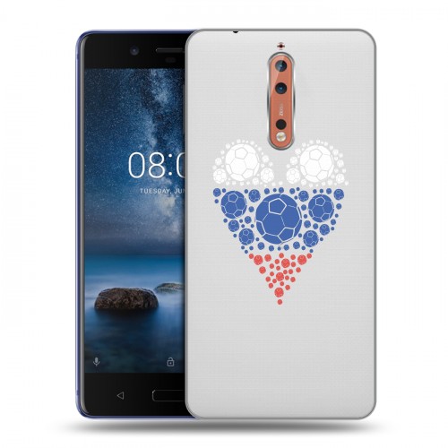 Полупрозрачный дизайнерский пластиковый чехол для Nokia 8 Российский флаг