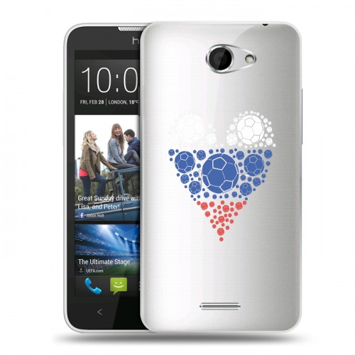 Полупрозрачный дизайнерский пластиковый чехол для HTC Desire 516 Российский флаг