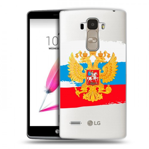 Полупрозрачный дизайнерский пластиковый чехол для LG G4 Stylus Российский флаг