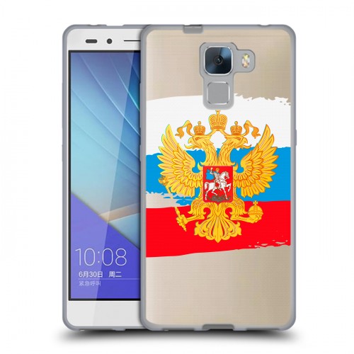 Полупрозрачный дизайнерский пластиковый чехол для Huawei Honor 7 Российский флаг