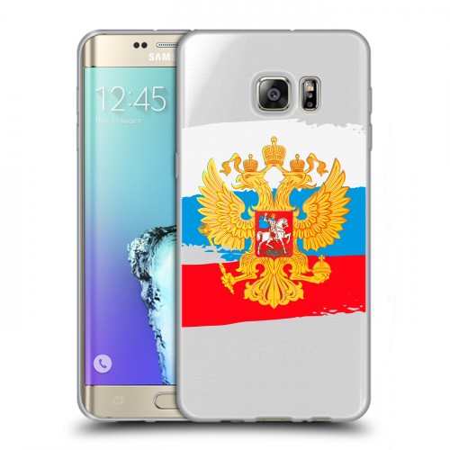 Полупрозрачный дизайнерский пластиковый чехол для Samsung Galaxy S6 Edge Plus Российский флаг