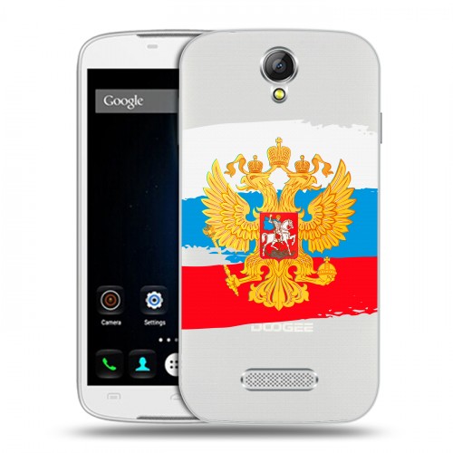 Полупрозрачный дизайнерский пластиковый чехол для Doogee X6 Российский флаг