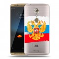 Полупрозрачный дизайнерский пластиковый чехол для ZTE Axon 7 Российский флаг