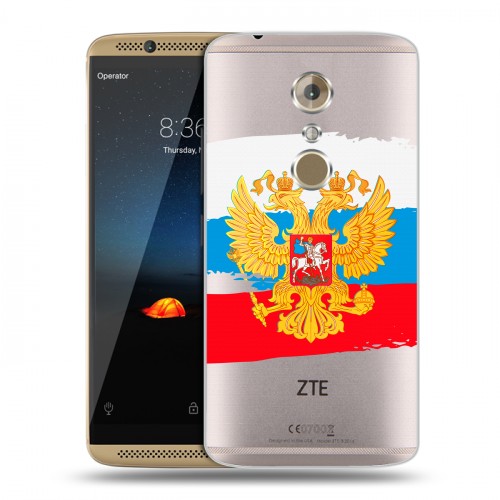 Полупрозрачный дизайнерский пластиковый чехол для ZTE Axon 7 Российский флаг