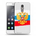 Полупрозрачный дизайнерский пластиковый чехол для Lenovo K6 Note Российский флаг