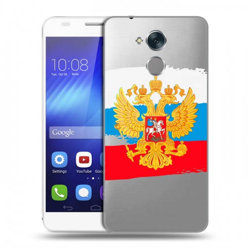 Полупрозрачный дизайнерский пластиковый чехол для Huawei Honor 6C Российский флаг