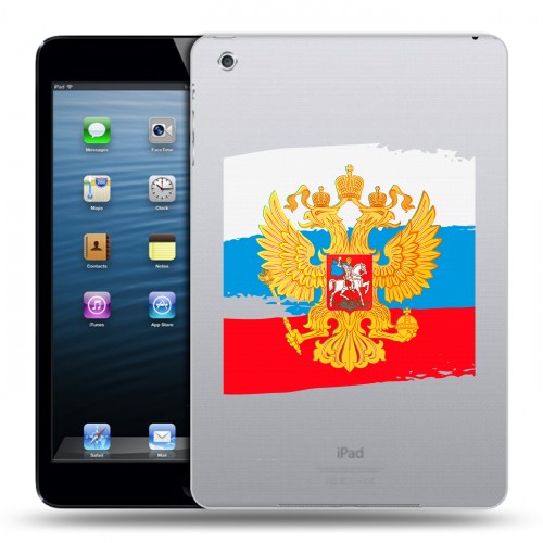 Полупрозрачный дизайнерский силиконовый чехол для Ipad Mini Российский флаг