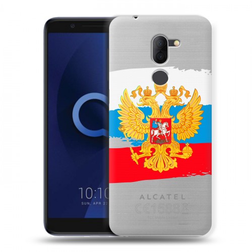 Полупрозрачный дизайнерский пластиковый чехол для Alcatel 3X Российский флаг
