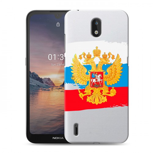 Полупрозрачный дизайнерский пластиковый чехол для Nokia 1.3 Российский флаг