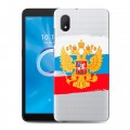 Полупрозрачный дизайнерский пластиковый чехол для Alcatel 1B (2020) Российский флаг