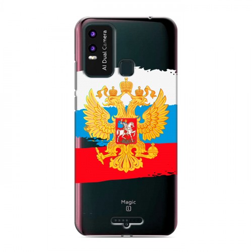 Полупрозрачный дизайнерский пластиковый чехол для BQ 6630L Magic L Российский флаг