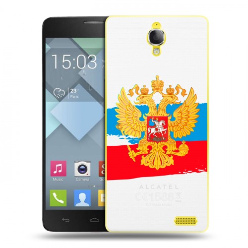Полупрозрачный дизайнерский пластиковый чехол для Alcatel One Touch Idol X Российский флаг