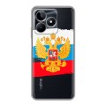 Полупрозрачный дизайнерский пластиковый чехол для Realme C53 Российский флаг