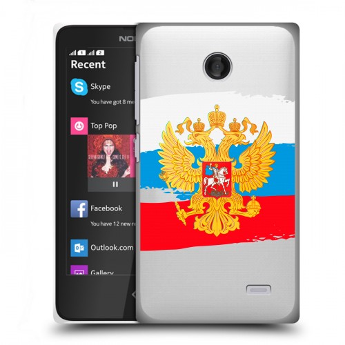 Полупрозрачный дизайнерский пластиковый чехол для Nokia X Российский флаг