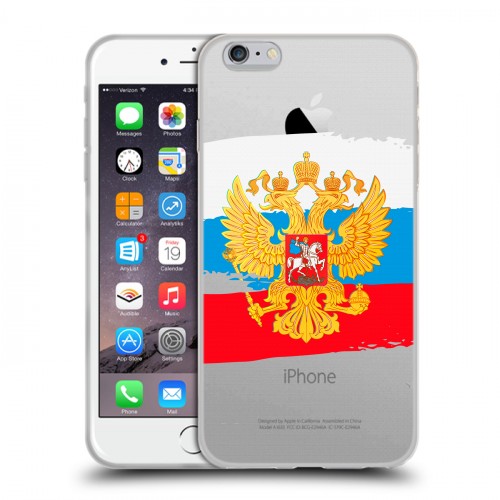 Полупрозрачный дизайнерский силиконовый чехол для Iphone 6 Plus/6s Plus Российский флаг