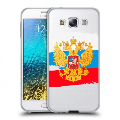 Полупрозрачный дизайнерский пластиковый чехол для Samsung Galaxy E5 Российский флаг