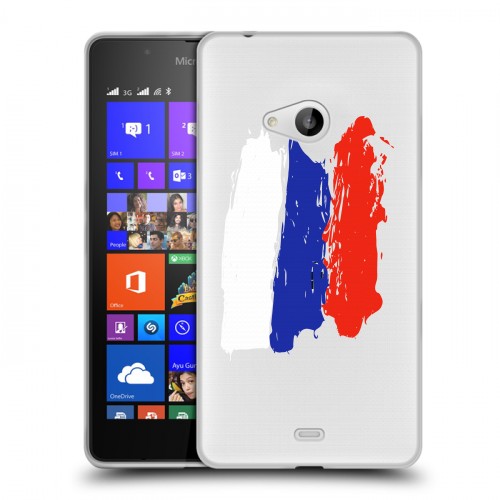 Полупрозрачный дизайнерский пластиковый чехол для Microsoft Lumia 540 Российский флаг