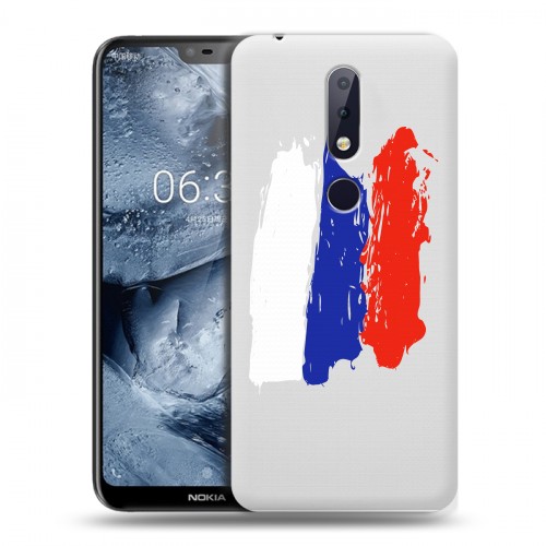 Полупрозрачный дизайнерский пластиковый чехол для Nokia 6.1 Plus Российский флаг