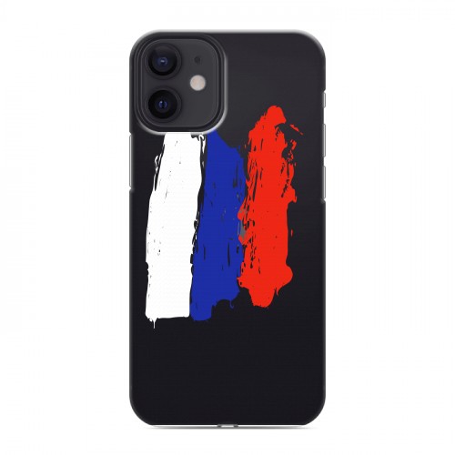 Полупрозрачный дизайнерский пластиковый чехол для Iphone 12 Mini Российский флаг