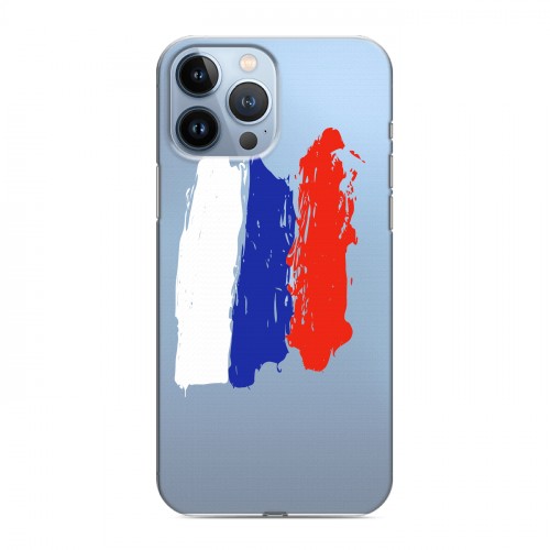 Полупрозрачный дизайнерский пластиковый чехол для Iphone 13 Pro Max Российский флаг