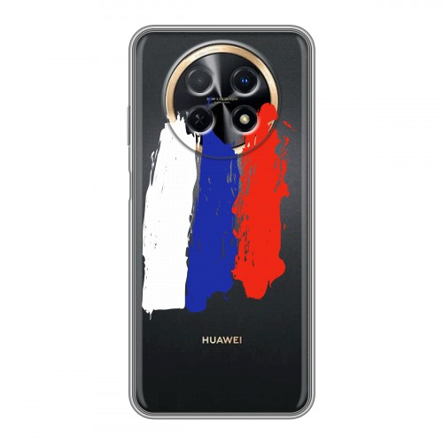 Полупрозрачный дизайнерский пластиковый чехол для Huawei Nova Y91 Российский флаг