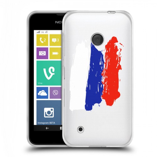 Полупрозрачный дизайнерский пластиковый чехол для Nokia Lumia 530 Российский флаг