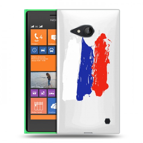 Полупрозрачный дизайнерский пластиковый чехол для Nokia Lumia 730/735 Российский флаг
