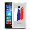 Полупрозрачный дизайнерский пластиковый чехол для Microsoft Lumia 435 Российский флаг