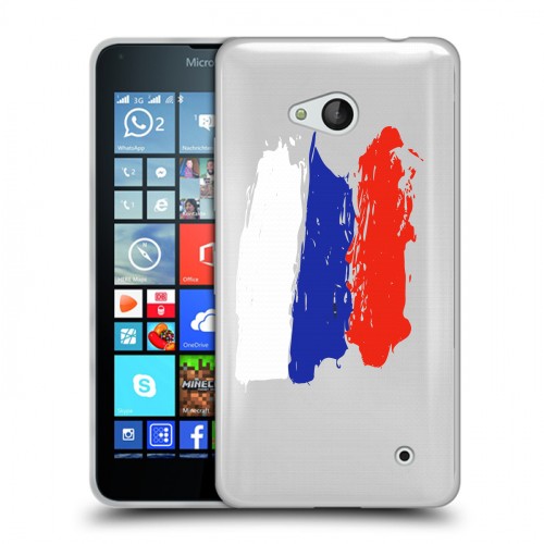 Полупрозрачный дизайнерский силиконовый чехол для Microsoft Lumia 640 Российский флаг