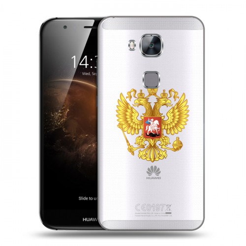 Полупрозрачный дизайнерский пластиковый чехол для Huawei G8 Российский флаг