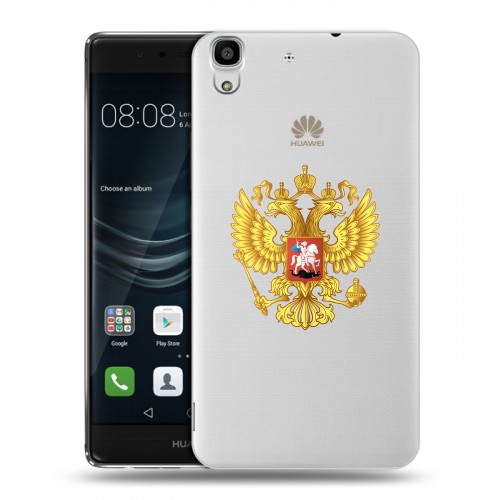 Полупрозрачный дизайнерский пластиковый чехол для Huawei Y6II Российский флаг