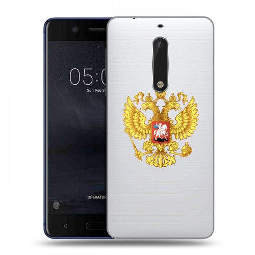 Полупрозрачный дизайнерский пластиковый чехол для Nokia 5 Российский флаг