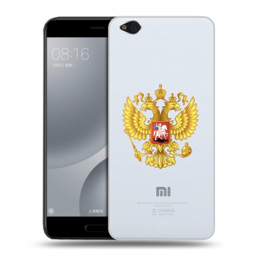 Полупрозрачный дизайнерский пластиковый чехол для Xiaomi Mi5C Российский флаг