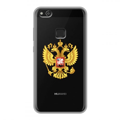 Полупрозрачный дизайнерский силиконовый чехол для Huawei P10 Lite Российский флаг