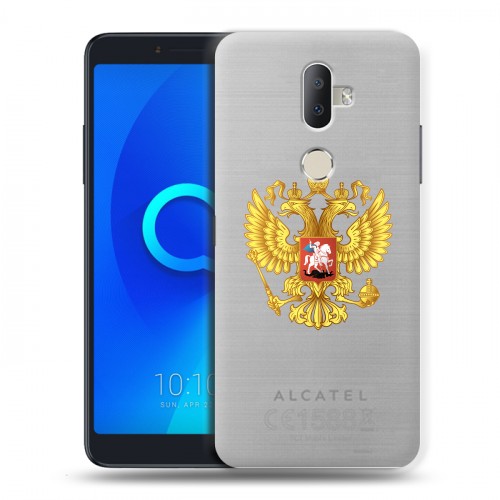 Полупрозрачный дизайнерский пластиковый чехол для Alcatel 3V Российский флаг