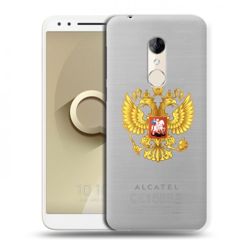 Полупрозрачный дизайнерский пластиковый чехол для Alcatel 3 Российский флаг