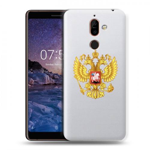 Полупрозрачный дизайнерский пластиковый чехол для Nokia 7 Plus Российский флаг