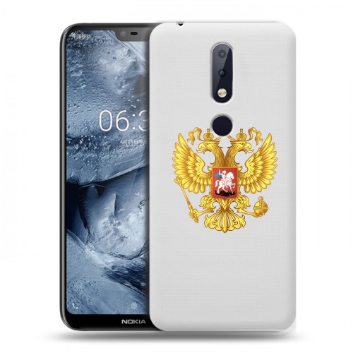 Полупрозрачный дизайнерский пластиковый чехол для Nokia 6.1 Plus Российский флаг