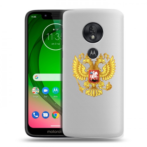 Полупрозрачный дизайнерский пластиковый чехол для Motorola Moto G7 Play Российский флаг
