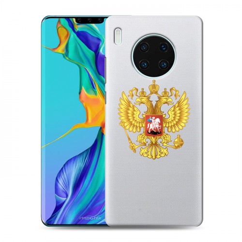 Полупрозрачный дизайнерский силиконовый с усиленными углами чехол для Huawei Mate 30 Pro Российский флаг