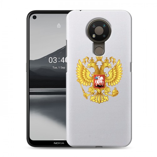 Полупрозрачный дизайнерский пластиковый чехол для Nokia 3.4 Российский флаг
