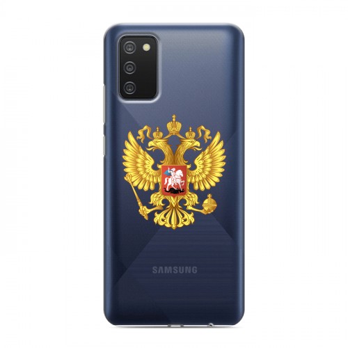 Полупрозрачный дизайнерский пластиковый чехол для Samsung Galaxy A02s Российский флаг